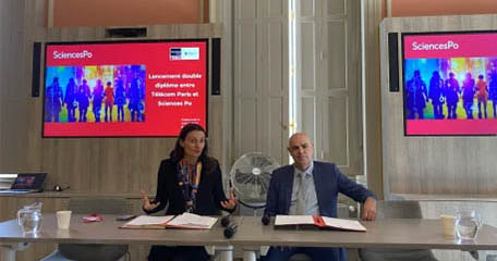 Signature du partenariat Sciences Po / Télécom Paris autour de leur nouveau double diplôme - © News Tank
