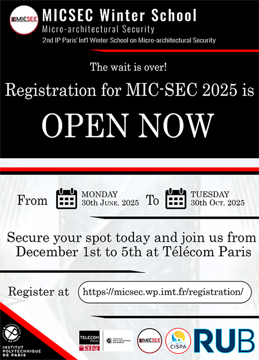 MIC-SEC 2025 Winter School on Microarchitectural Security MIC-SEC 2025 Winter School on Microarchitectural Security